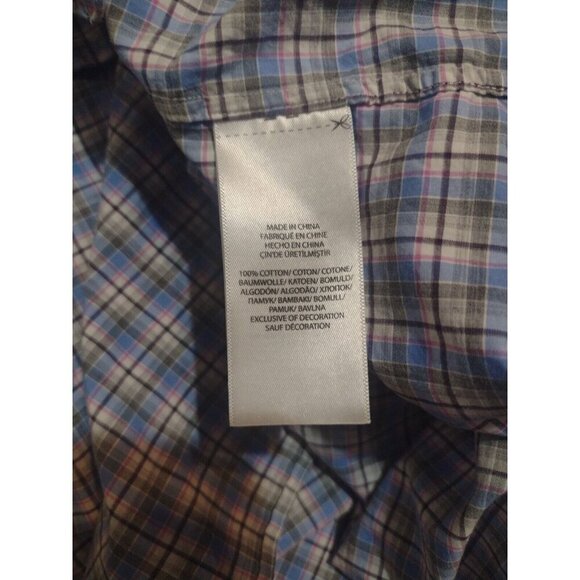 Ralph Lauren Shirt Mens Large L Blue Gray Plaid Button Up  100% Cotton Stretch - Picture 9 of 11